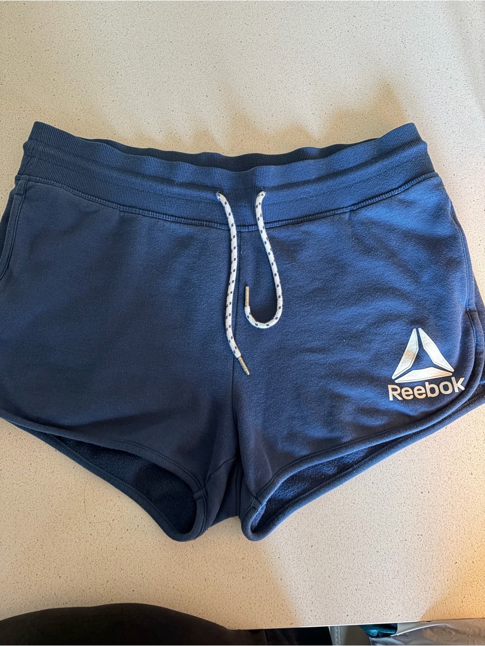 Reebok Navy Blue Women's Athletic Shorts with Drawstring